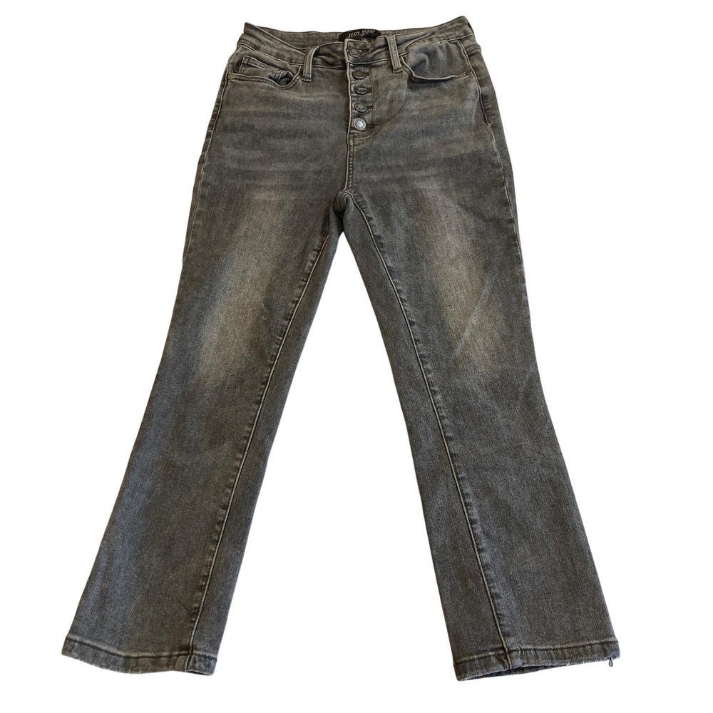 Judy Blue Jeans‎ 5/27 (24x23) High Rise Button Fly Grey Straight Leg JB78110 GR